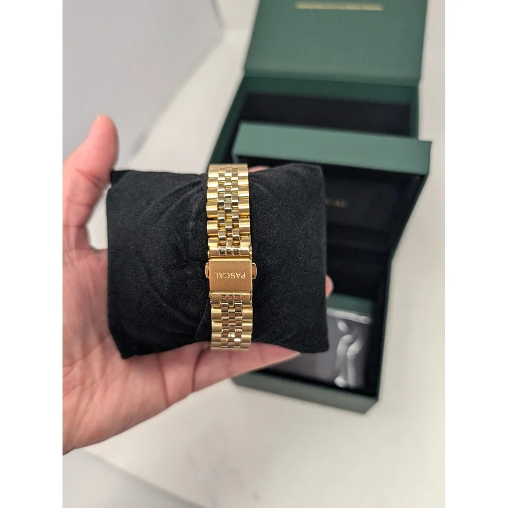 PASCAL Timeless Classic Diamond Gold Tone Watch 31mm Lab Grown Diamonds